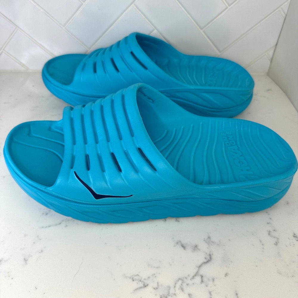 Hoka One One Ora Recovery Slide Scuba Blue Mens Size 10 Sandals - Picture 3 of 6